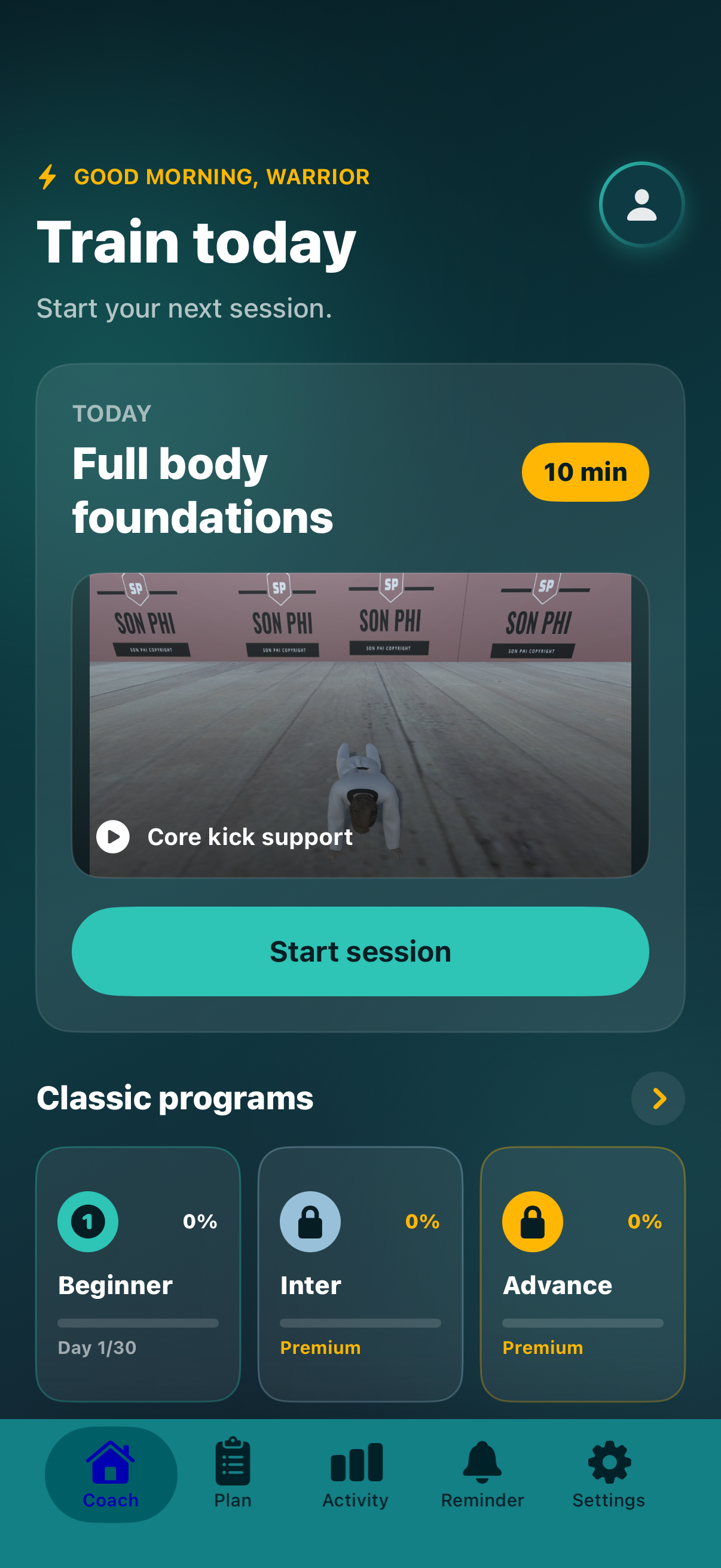 Coach Home Screen